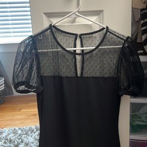 Express Polka Dotted Mesh Top